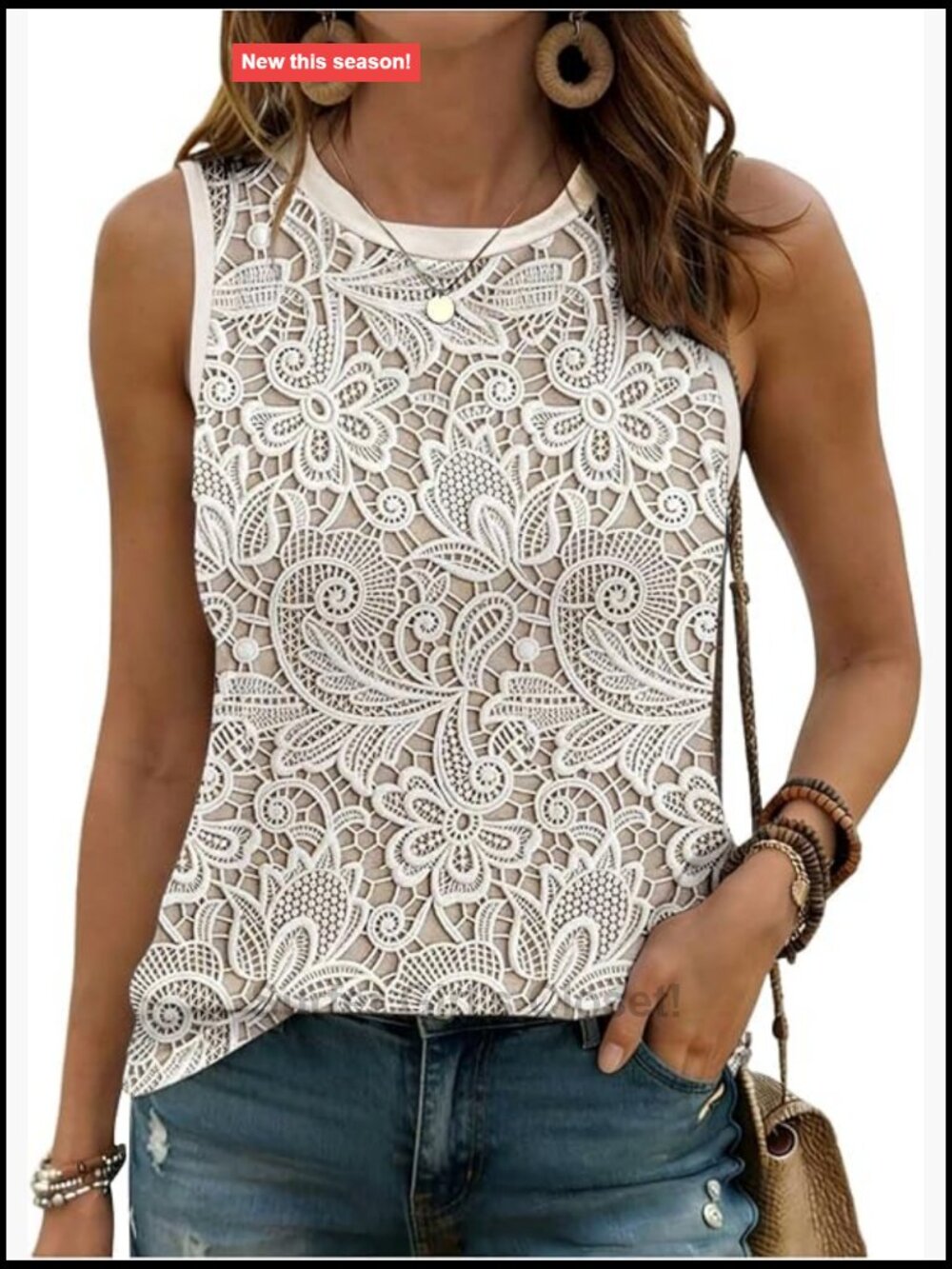 Floral Print Sleeveless Crew Neck Casual Tank Top for Women